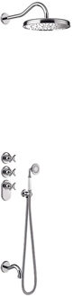 Tres Badkraan Tres Clasic Thermostatisch Inbouw Incl. Regendouche 3-wegs Chroom