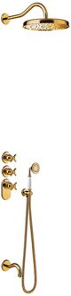 Tres Badkraan Tres Clasic Thermostatisch Inbouw Incl. Regendouche 3-wegs Goud Tres