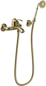Tres Badmengkraan Tres Clasic 1 Hendel Incl Handdouche en Doucheslang Verouderd Messing Brons