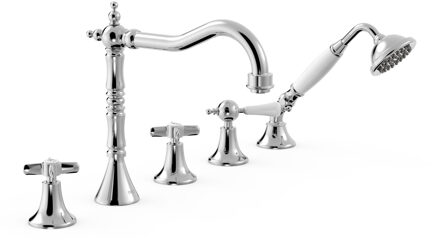 Tres Badrandkraan Tres Clasic Mengkraan Incl. Omstelknop en Handdouche Chroom