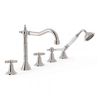 Tres Badrandkraan Tres Clasic Mengkraan Incl. Omstelknop en Handdouche RVS Tres