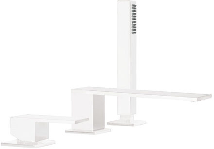 Tres Badrandkraan Tres Cuadro Exclusive met Handdoucheset Rechte Uitloop 18 cm Mat Wit Mat wit