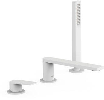 Tres Badrandkraan Tres Project 1-Hendel Rechte Uitloop 18 cm met Omstel en Handdouche Mat Wit Mat wit