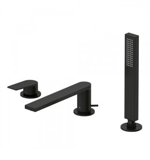 Tres Badrandkraan Tres Project 1-Hendel Rechte Uitloop 18 cm met Omstel en Handdouche Mat Zwart