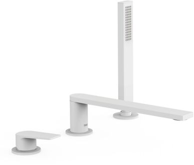 Tres Badrandkraan Tres Project 1-Hendel Rechte Uitloop 23 cm met Omstel en Handdouche Mat Wit Mat wit