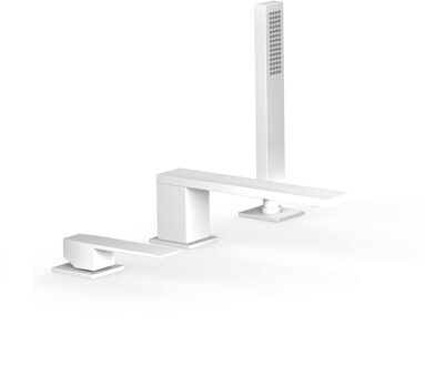 Tres Badrandkraan Tres Slim Exclusive met Handdoucheset Rechte Uitloop 18 cm Mat Wit Mat wit