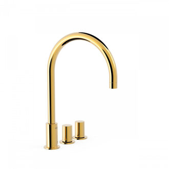 Tres Badrandkraan Tres Study Exclusive Tweeknops Uitloop Gebogen 21,5 cm Goud Tres