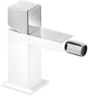 Tres Bidetmengkraan Tres Cuadro Exclusive met Draaiknop Korte Uitloop 10 cm Chroom Wit