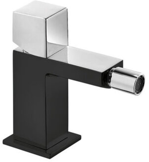 Tres Bidetmengkraan Tres Cuadro Exclusive met Draaiknop Korte Uitloop 10 cm Chroom Zwart