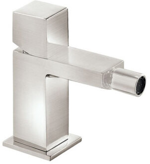 Tres Bidetmengkraan Tres Cuadro Exclusive met Draaiknop Korte Uitloop 10 cm RVS RVS Look