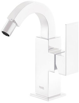 Tres Bidetmengkraan Tres Cuadro Exclusive met Hendel Gebogen Uitloop 11,5 cm Mat Wit Mat wit
