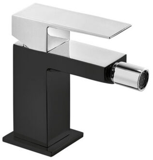 Tres Bidetmengkraan Tres Cuadro Exclusive met Hendel Korte Uitloop 10 cm Chroom Zwart