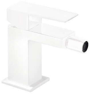 Tres Bidetmengkraan Tres Cuadro Exclusive met Hendel Korte Uitloop 10 cm Mat Wit Mat wit