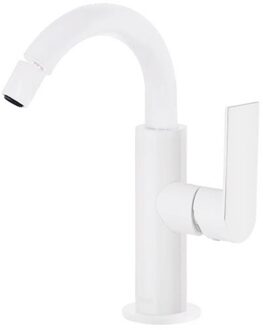 Tres Bidetmengkraan Tres Loft Colors 1-Hendel Bidet Uitloop Gebogen 16,5 cm Rond Mat Wit Tres