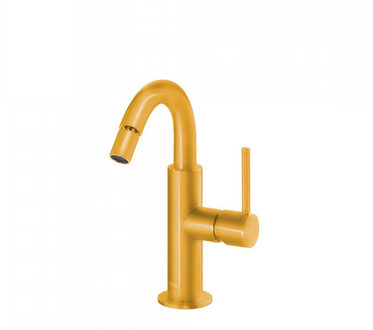 Tres Bidetmengkraan Tres Study Exclusive Hendel Uitloop Gebogen 16,5 cm Rond Amber Geel