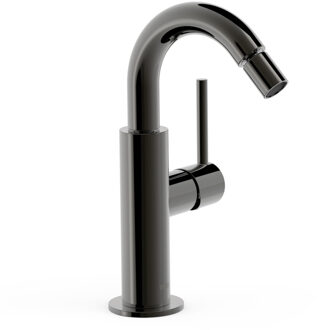 Tres Bidetmengkraan Tres Study Exclusive Hendel Uitloop Gebogen 16,5 cm Rond Metallic Zwart