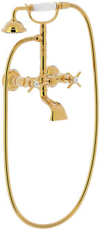 Tres Douchemengkraan Tres Clasic 2 Kruisgreep Incl Handdouche met Steun Goud