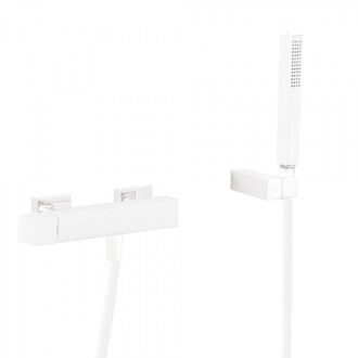 Tres Douchemengkraan Tres Cuadro Exclusive Opbouw Vierkant met Handdoucheset Mat Wit Mat wit