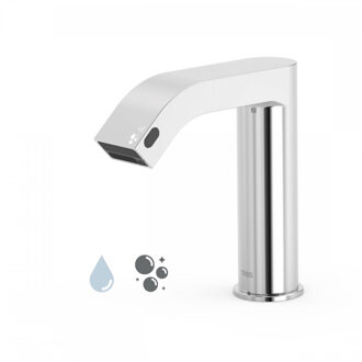 Tres Elektronische Fonteinkraan met Zeepdispenser Tres Tempo Standard Rond met Vierkante Uitloop Chroom