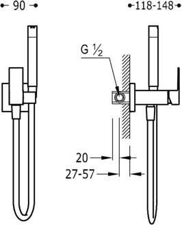 Tres Handdoekhouder t.b.v. bidetmengkraan Tres Cuadro Exclusive Mat Zwart Tres