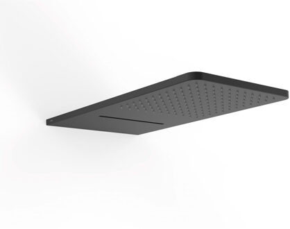 Tres Hoofddouche Tres Wand met Waterval 28x55 cm Ronde Hoeken Mat Zwart