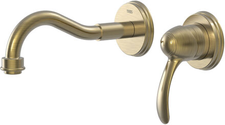 Tres Inbouw Wastafelmengkraan Tres Clasic Gebogen 1 Hendel Verouderd Messing