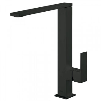 Tres Keukenmengkraan Tres Cuadro 1-Hendel Uitloop Recht 28.5 cm Vierkant Mat Zwart