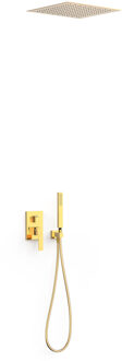 Tres Regendoucheset Inbouw Tres Slim Exclusive Met Plafonddouche en Handdoucheset met Staafhanddouche Goud