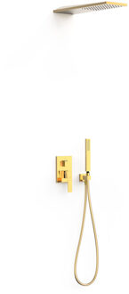 Tres Regendoucheset Inbouw Tres Slim Exclusive Met Wanddouche en Handdoucheset met Staafhanddouche Goud
