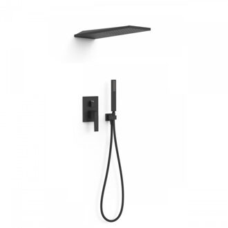 Tres Regendoucheset Inbouw Tres Slim Exclusive Met Wanddouche en Handdoucheset met Staafhanddouche Mat Zwart