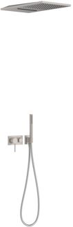 Tres Regendoucheset Tres 3V 3-Weg Mengkraan Met waterval Handdouche Staal RVS Look