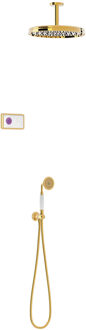 Tres Regendoucheset Tres Clasic Inbouw Elektronische Thermostaat Incl. Handddouche Plafondarm Goud
