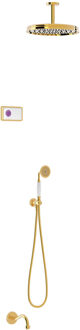 Tres Regendoucheset Tres Clasic Inbouw Plafondarm Elektronische Thermostaat Incl. Handddouche 3-weg Goud