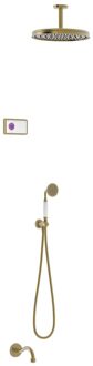Tres Regendoucheset Tres Clasic Inbouw Plafondarm Elektronische Thermostaat Incl. Handddouche 3-weg Verouderd Messing Mat Tres