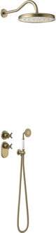 Tres Regendoucheset Tres Clasic Thermostatische Inbouw 2-Wegs Verouderd Messing Mat Brons
