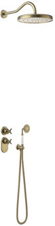 Tres Regendoucheset Tres Clasic Thermostatische Inbouw 2-Wegs Verouderd Messing Tres