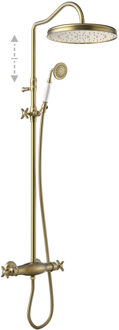 Tres Regendoucheset Tres Clasic Thermostatische Opbouw Incl. Handdouche Verouderd Messing Tres