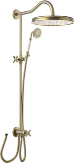 Tres Regendoucheset Tres Opbouw Clasic Incl. Handdouche Kruisgreep Verouderd Messing Mat Brons