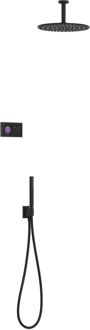 Tres Regendoucheset Tres Shower Technology Inbouw Elektrische Thermostaat met Ronde Plafonduitloop Douchekop 30 cm Mat Zwart