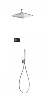 Tres Shower Technology elektronische inbouwthermostaat met regendouche 30x30cm met plafondarm en handdouche chroom