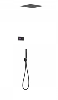 Tres Shower Technology elektronische inbouwthermostaat met regendouche type 1 38x38cm en handdouche mat zwart