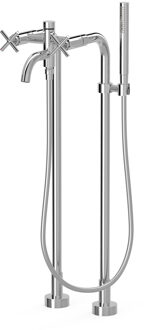 Tres Vrijstaande Badmengkraan Tres Mont Blanc 2-Kruisgreep met Staafhanddouche Chroom