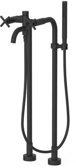 Tres Vrijstaande Badmengkraan Tres Mont Blanc 2-Kruisgreep met Staafhanddouche Mat Zwart