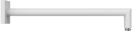 Tres Wandarm Tres 40 cm met Scherpe Bocht en Block Afdekplaat Mat Wit Wit Chroom