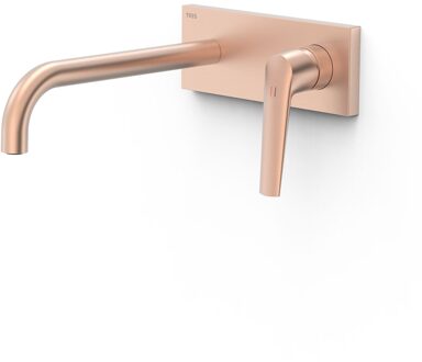 Tres Wastafelkraan Inbouw Tres Fuji 24 cm Met Bedieningsplaat Mat Rose Gold Tres