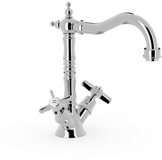 Tres Wastafelkraan Tres Clasic 2 Grepen Hoog Gebogen Chroom