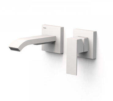 Tres Wastafelmengkraan Inbouw Tres Cuadro Exclusive 2 Delen Korte Licht Gebogen Uitloop en Korte Hendel Mat Wit Mat wit