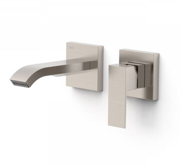 Tres Wastafelmengkraan Inbouw Tres Cuadro Exclusive 2 Delen Korte Licht Gebogen Uitloop en Korte Hendel RVS RVS Look