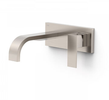 Tres Wastafelmengkraan Inbouw Tres Cuadro Exclusive Gebogen Uitloop en Korte Hendel RVS RVS Look