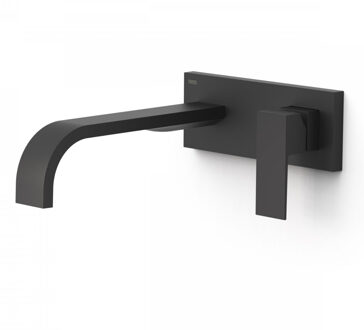 Tres Wastafelmengkraan Inbouw Tres Cuadro Exclusive Lange Gebogen Uitloop en Korte Hendel Mat Zwart